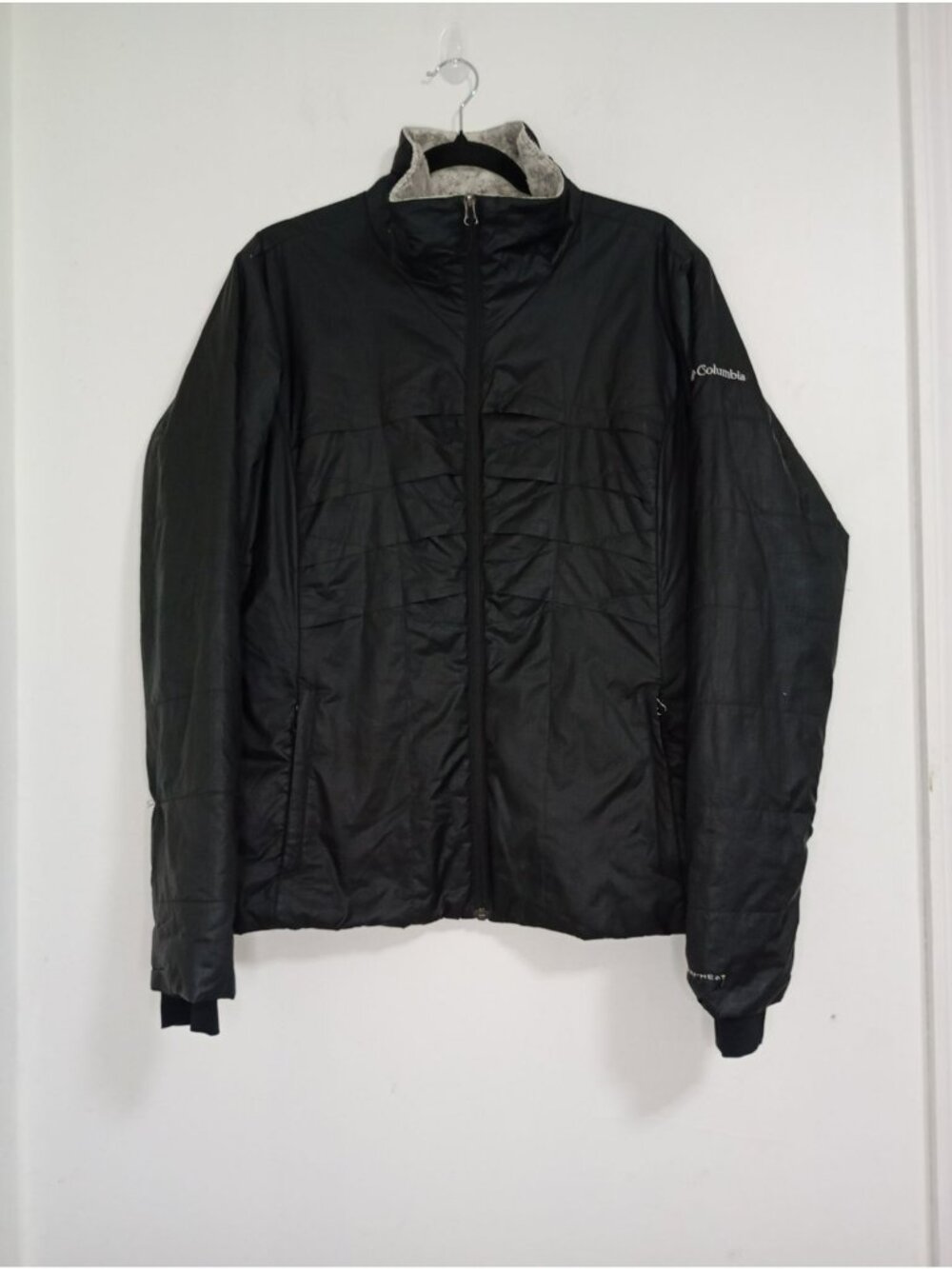Columbia Mens Omni-Heat Black Puffer Jacket XL Faux Fur Lining